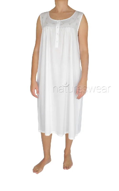 Unmissable Offer French Country 100% Cotton Nightgown Sleeveless in White and Blue Floral FCW126 Unmissable Offer French Country 100% Cotton Nightgown Sleeveless in White and Blue Floral FCW126