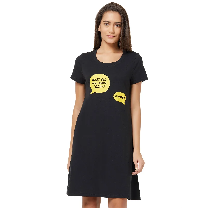 Hurry Up Half Sleeve Printed Sleepshirt Anthracite NT-98