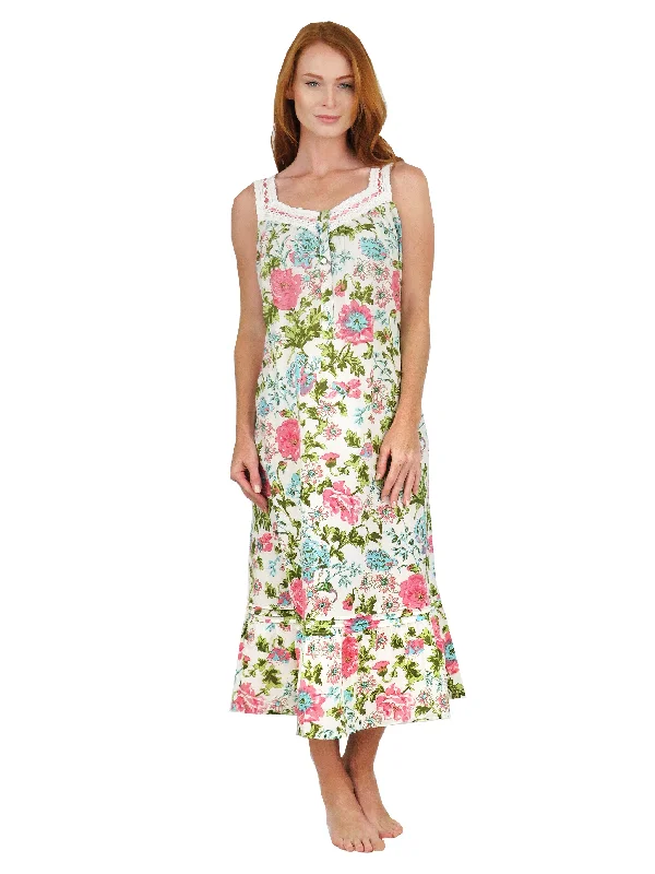 Crazy Savings Lace trimmed 100% Cotton English Garden Print Gown