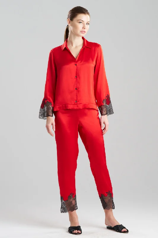 Weekend Bargains to Sizzle Lolita Lace Trim Silk Notch PJ