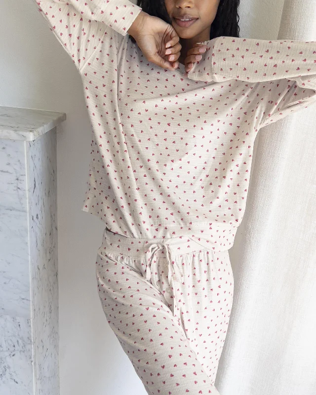 Weekend Wonders Await! Marna Fuzzy Thermal Hearts PJ Set
