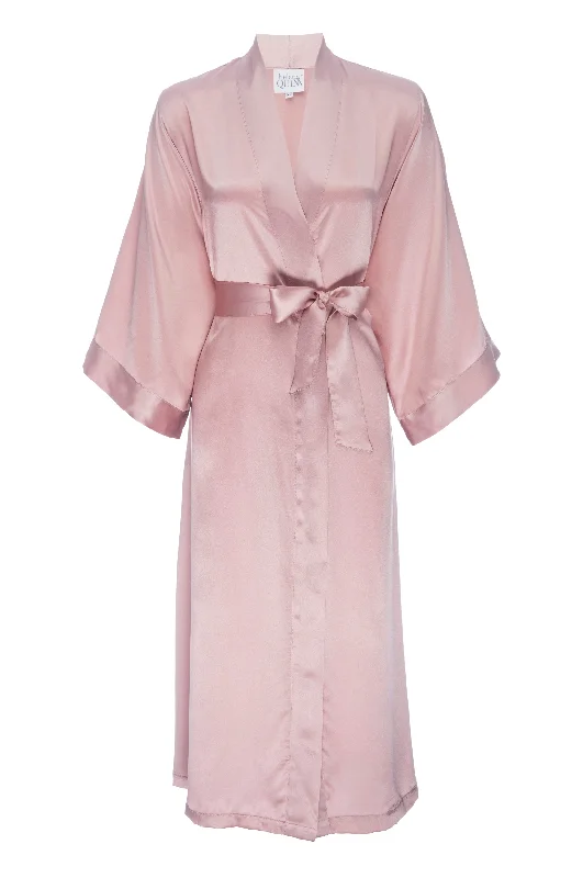 Weekend Discounts to Indulge In Silk Charmeuse Long Robe: Rose Gold