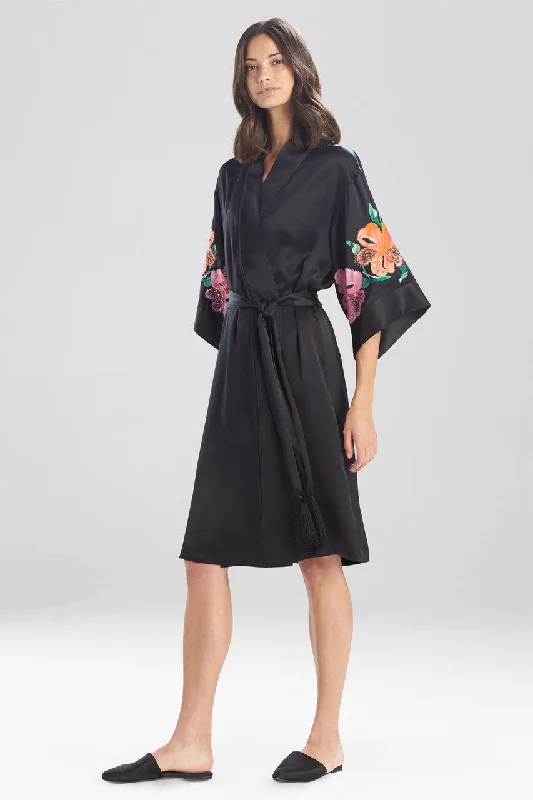 Weekend Offers That Thrill Peony Blossoms Embroidered Silk Robe