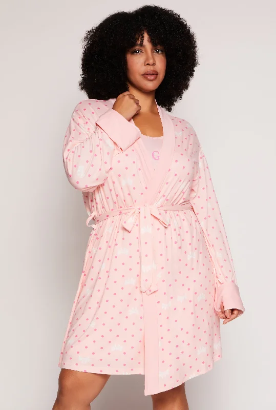 Best Choice Plus Size Girl Gang Graphic Cami Nightgown with Robe
