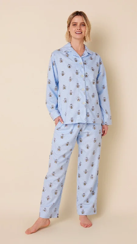 Weekend Deals to Make You Smile Queen Bee Flannel Pajama - Blue