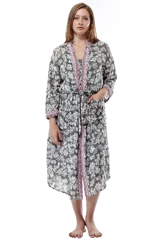 Deep Savings Rayon Sage Floral Robe