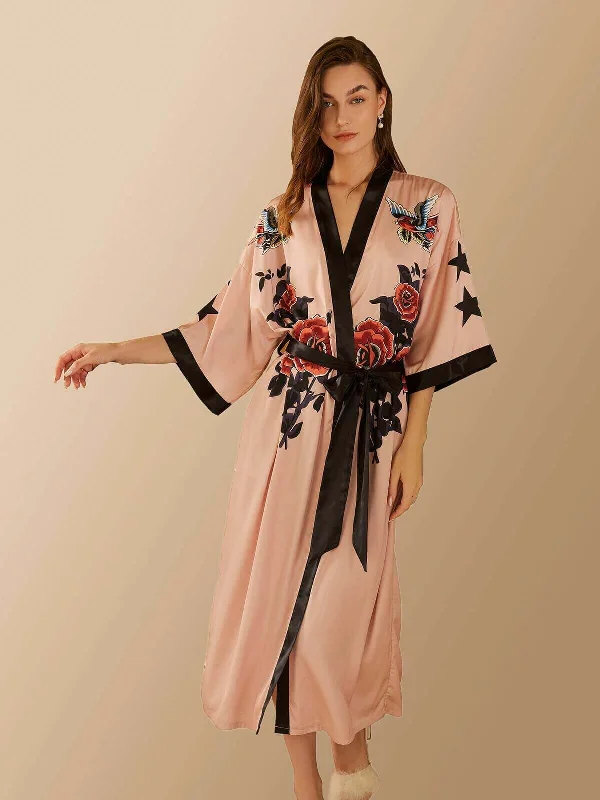 Price Slash Rose Butterfly Kimono Robe