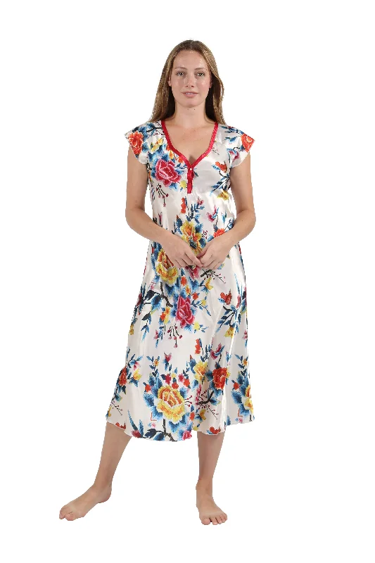 Midnight Sale Satin Floral Multi Colored Gown