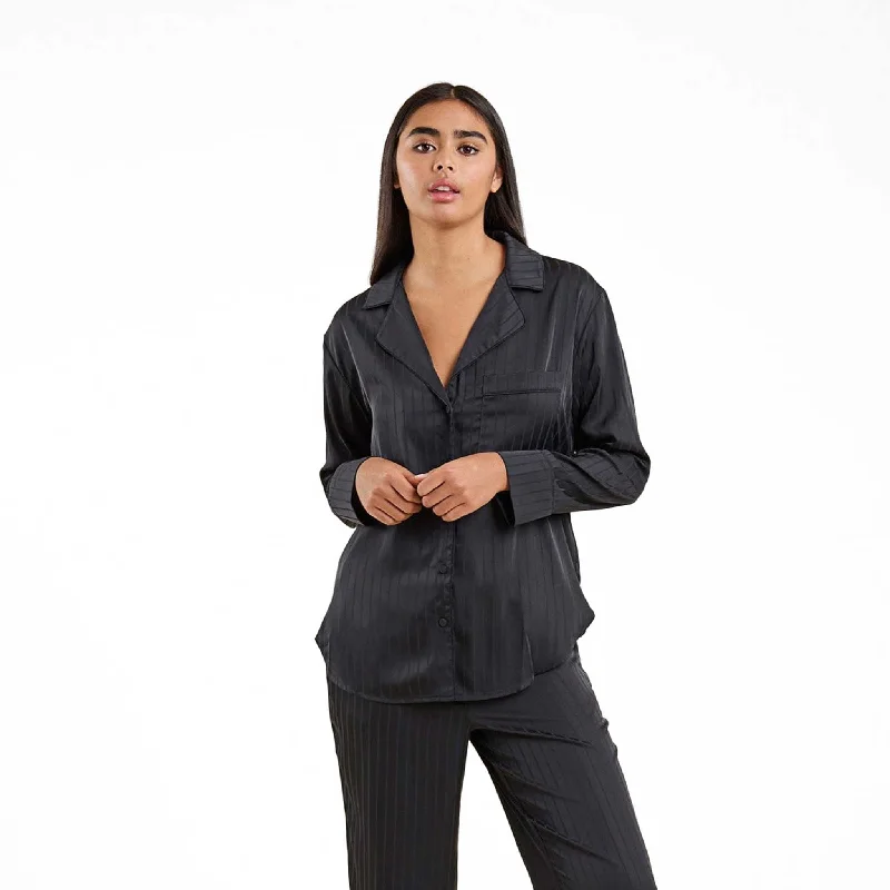 Don't Delay Satin Pajama Set | Black