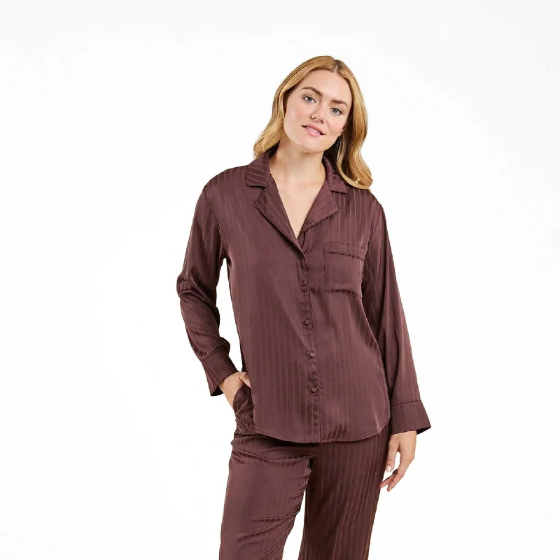 Hurry In Satin Pajama Set | Coffee