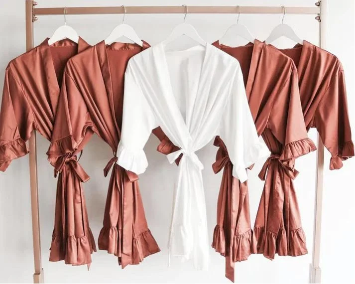 Take Advantage Satin Ruffle Robes for Bride and Bridesmaid