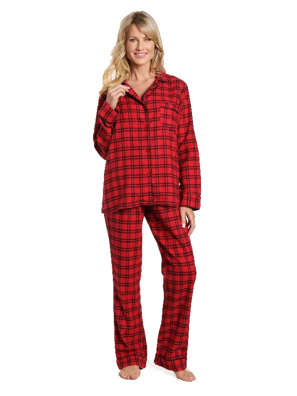 Sale Alert Womens 100% Cotton Lightweight Flannel Pajama Sleepwear Set
