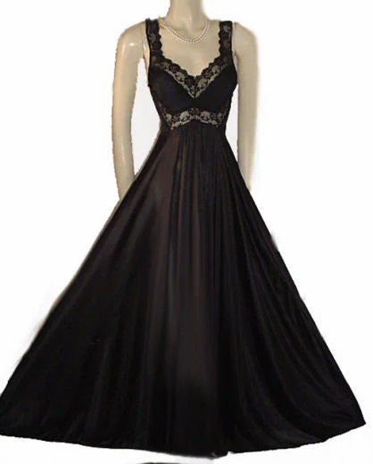 Weekend Discounts to Snag *VINTAGE OLGA-LOOK LADY CAMEO SPANDEX LACE 14-FEET GRAND SWEEP NIGHTGOWN IN DEVIL'S FOOD