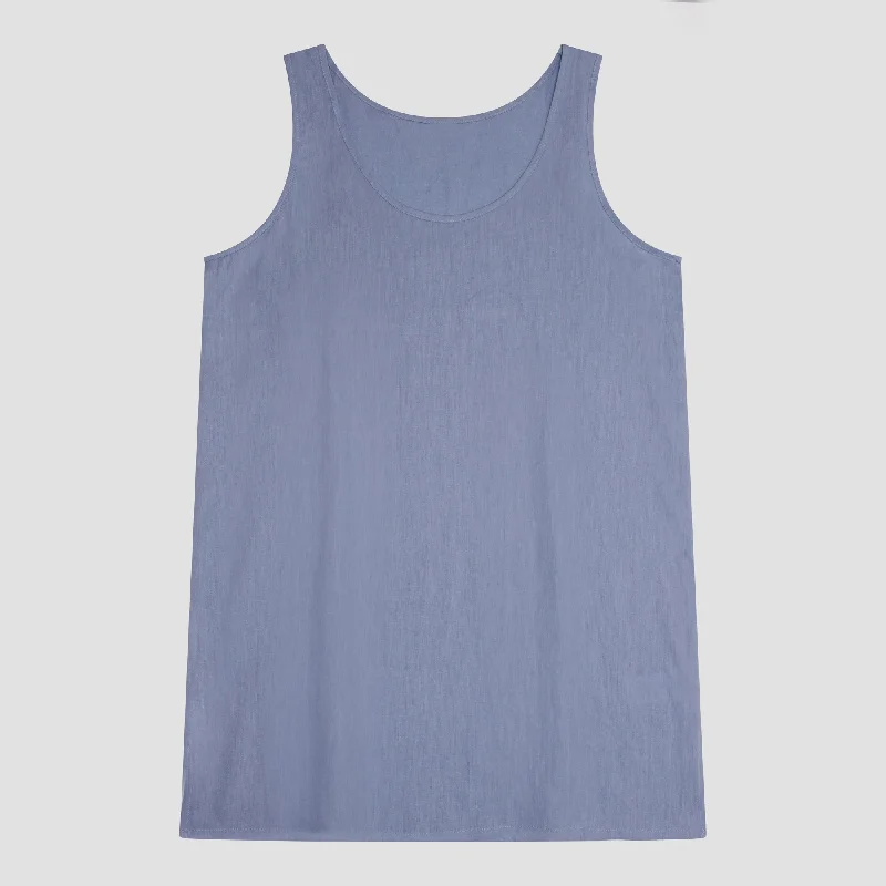 Mega Sale Wave Blue Linen Women's Night Dress
