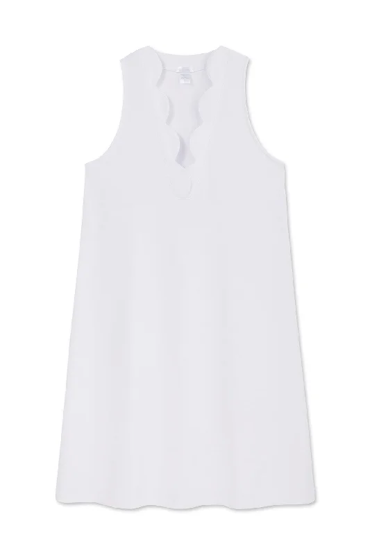 Weekend Discounts You Deserve Pima Scallop Tank Gown in White