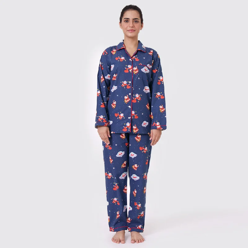 Closeout Deal Women Space Santa Pajama Set