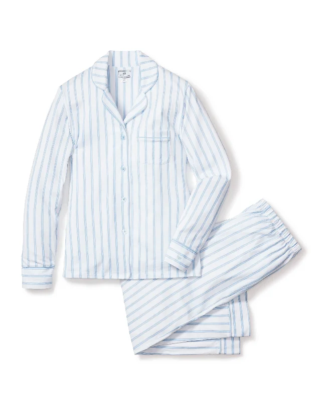 Value Deals Women's Pima Pajama Set in Periwinkle Stripe