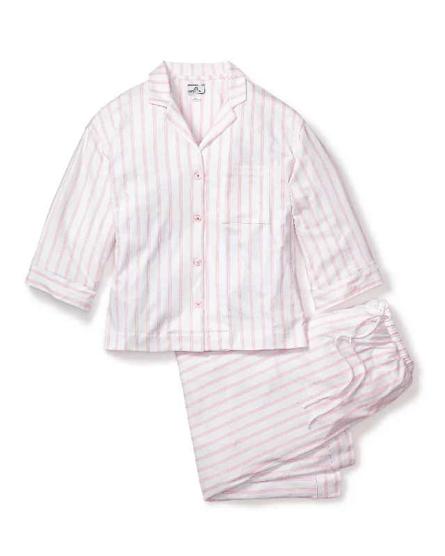 Weekend Specials to Celebrate The Olivia Wide Leg Pima Pajama Set in Pink Stripe