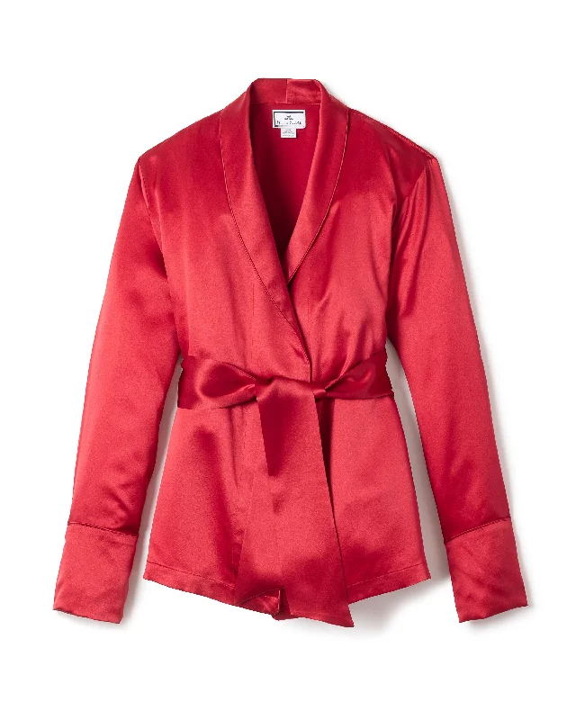 Low Cost Women's Silk Short Robe in Bordeaux