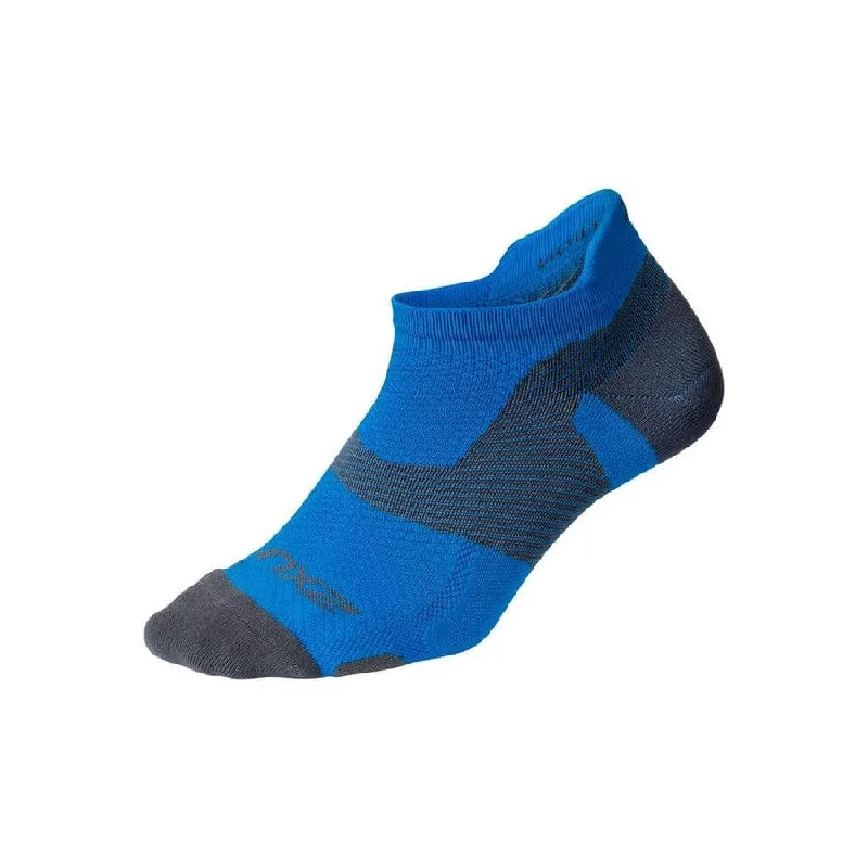 Hurry In 2XU Vectr Socks | Light Cushion | No Show | Vibrant Blue / Grey