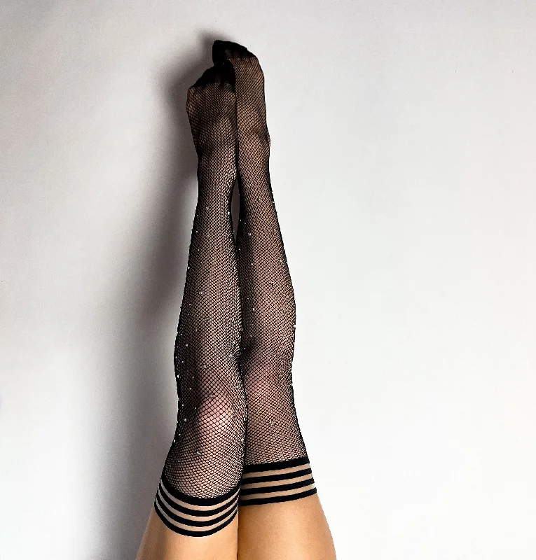 Weekend Offers You Can't Ignore Angelica: Black Fishnet Rhinestone Thigh-Highs