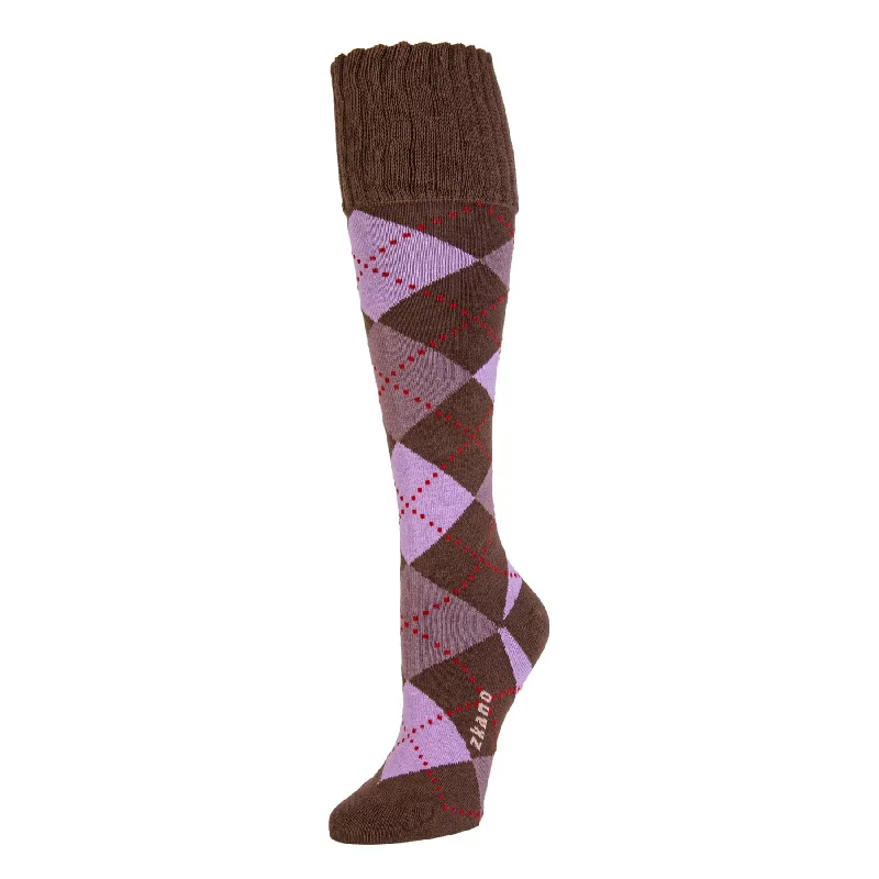 Weekend Discounts to Delight Argyle - Organic Cotton Knee Socks - Cocoa