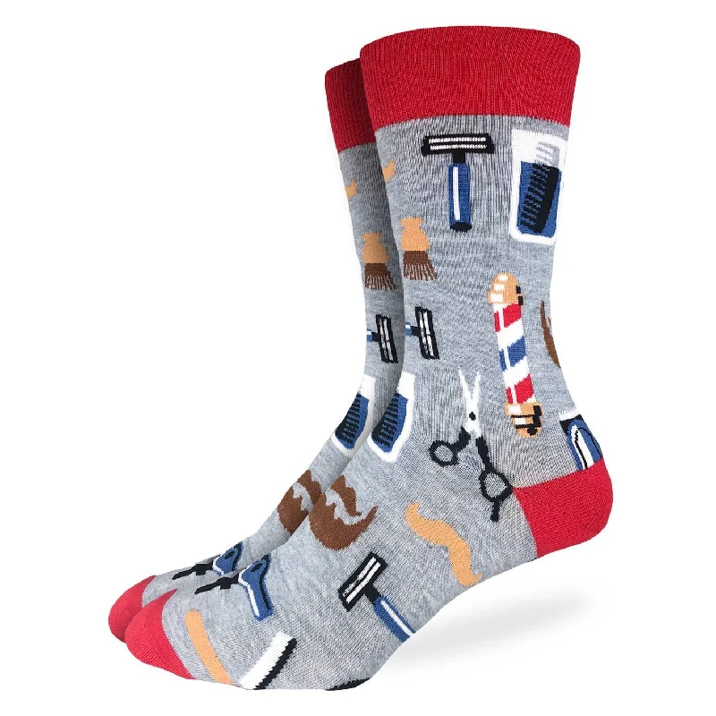 Weekend Bargains Await You "Barbershop" Cotton Crew Socks by Good Luck Sock - Large