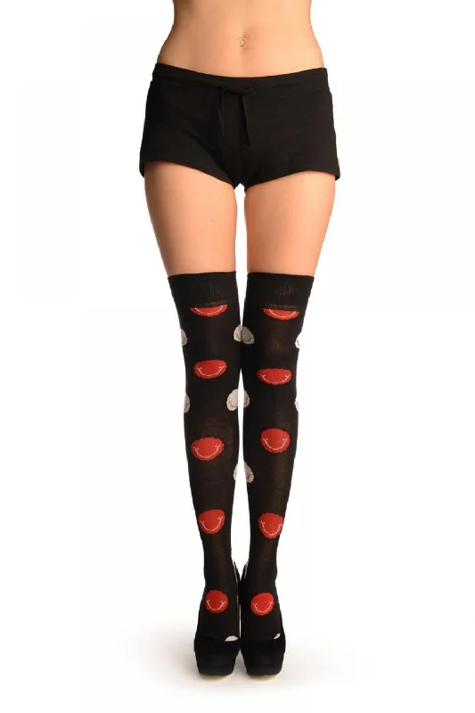 Weekend Discounts Worth Grabbing Black With Red And White Smiling Balls Over The Knee Socks Weekend Discounts Worth Grabbing Black With Red And White Smiling Balls Over The Knee Socks