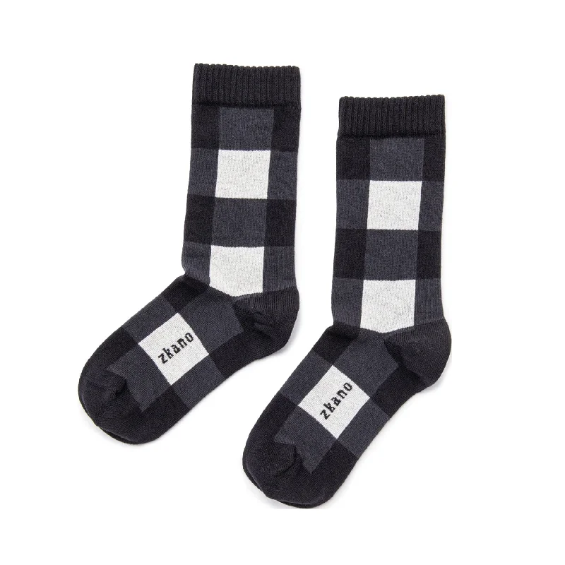 Epic Value Buffalo Check - Organic Cotton Crew Socks - Black