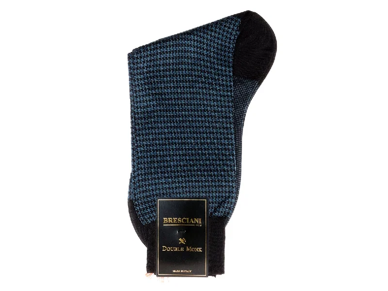 Weekend Bargains to Grab Calf Length Cotton Socks Navy & Blue Dogstooth