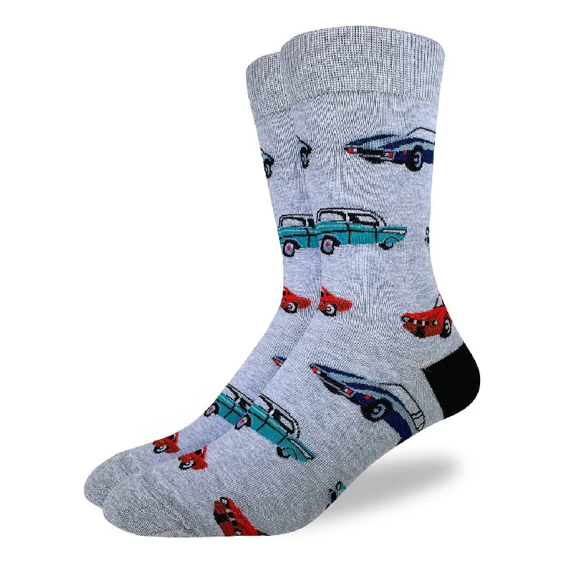 Weekend Savings Spectacle "Cars" Crew Socks by Good Luck Sock - Large