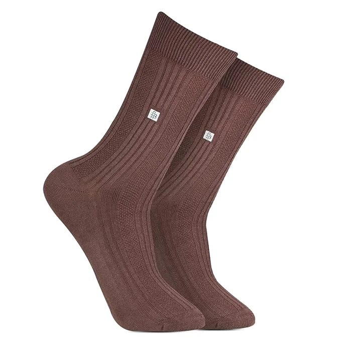 Weekend Savings Delight Cosmic Ribbed Formal Socks - Brown