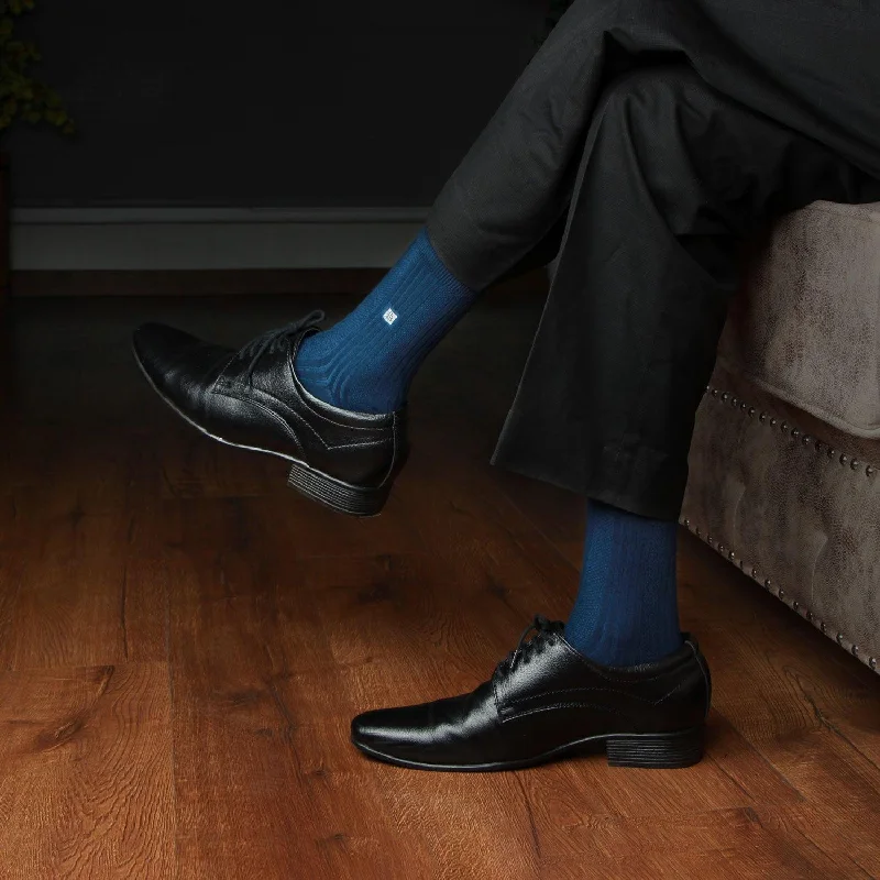 Weekend Specials to Relish Cosmic Ribbed Formal Socks - Navy