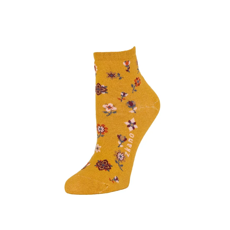 Weekend Bargains to Grab Folksy Floral - Organic Cotton Anklet Socks - Goldenrod