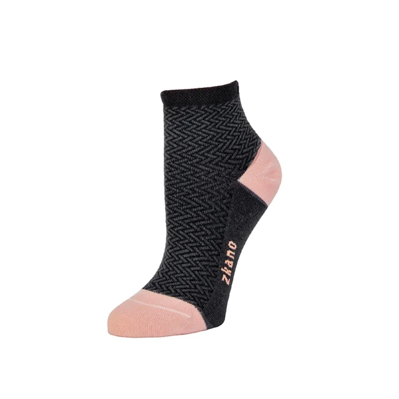 Weekend Bargains to Sizzle Herringbone- Organic Cotton Anklet Socks - Black