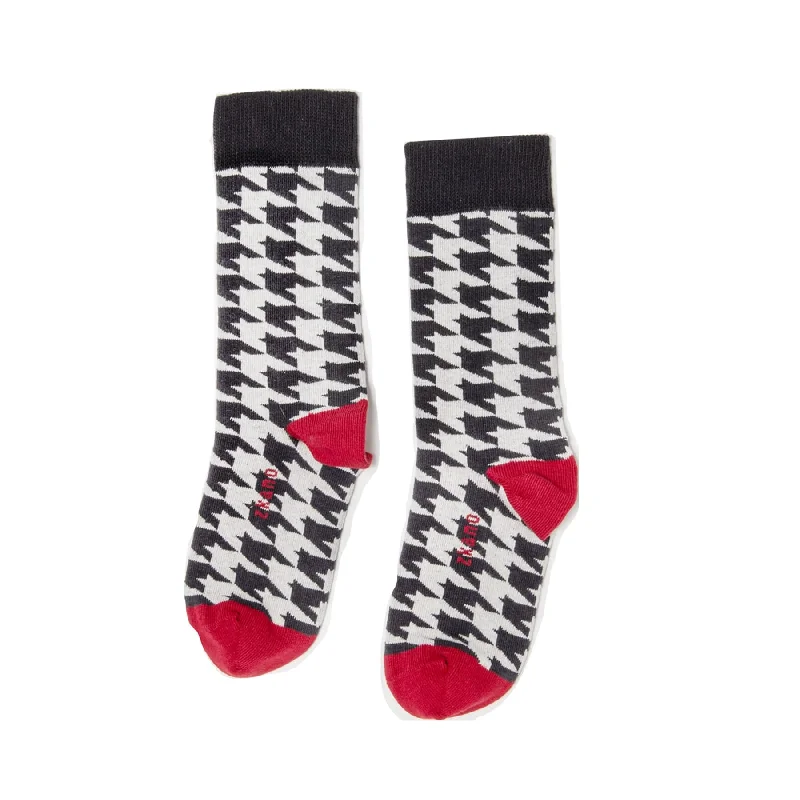 Weekend Deals You Can't Resist Houndstooth - Organic Cotton Crew Socks - Black