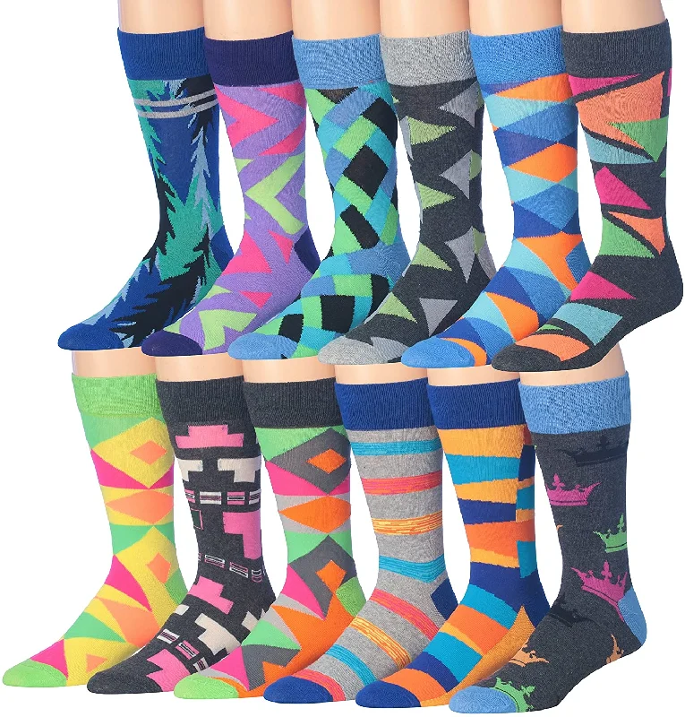Weekend Offers That Tempt James Fiallo Mens 12 Pairs Funny Faces Striped Colorful Crew Socks