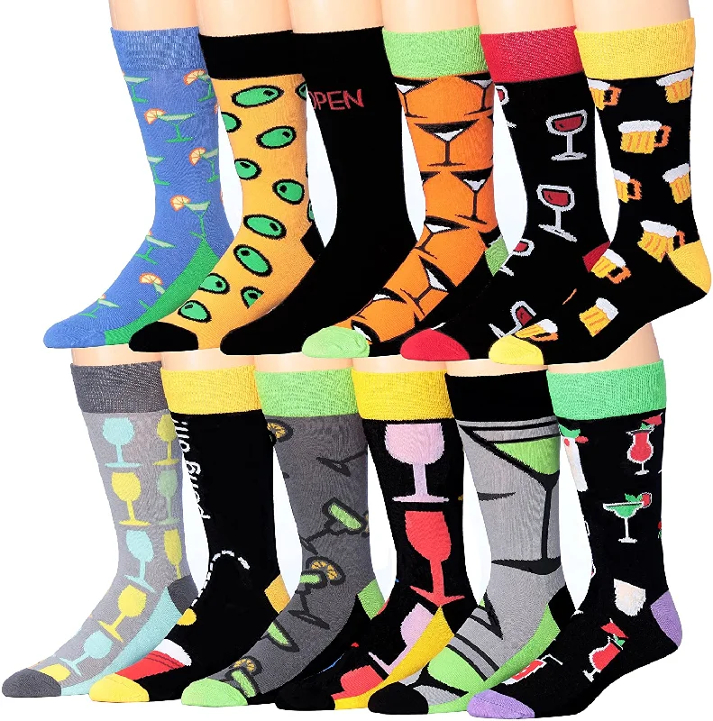 Weekend Savings Spree James Fiallo Mens 12 Pairs Funny Faces Striped Colorful Crew Socks