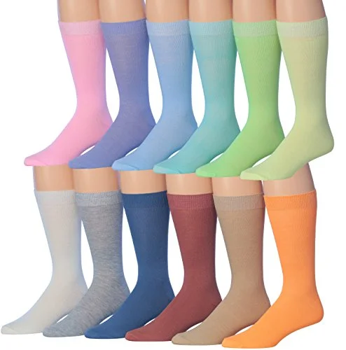 Hurry Up James Fiallo Mens 12 Pairs Funny Faces Striped Colorful Crew Socks