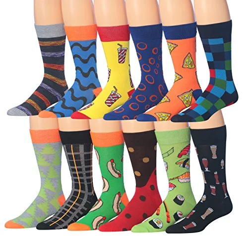 Weekend Offers That Dazzle James Fiallo Mens 12 Pairs Funny Faces Striped Colorful Crew Socks