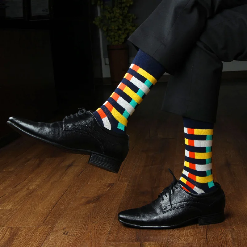Weekend Discounts to Celebrate Men's Multicolor Checkered Pattern Premium Socks