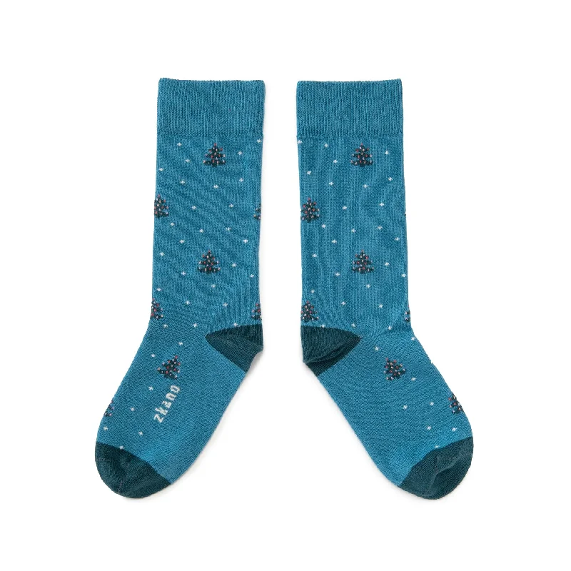 Super Sale O Christmas Tree - Organic Cotton Crew Socks - Teal