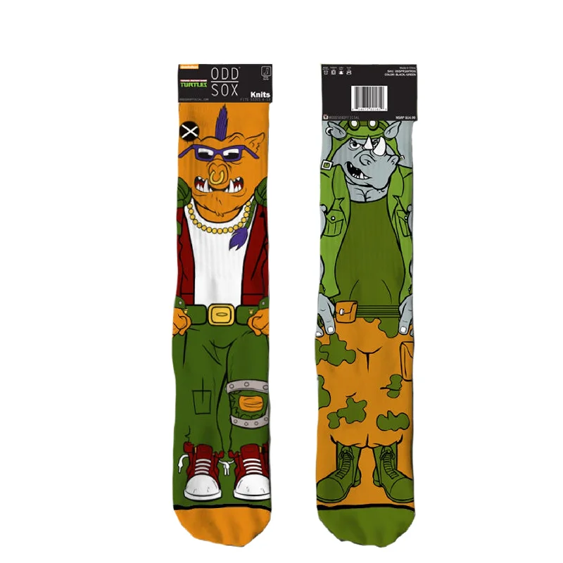 Extra Discount Odd Sox Men's Crew Socks - Bebop & Rocksteady (TMNT)
