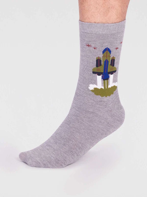 Price Drop Onyx Organic Cotton Rocket Socks - Grey Marle