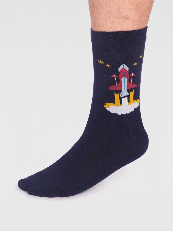 Now Available Onyx Organic Cotton Rocket Socks - Navy