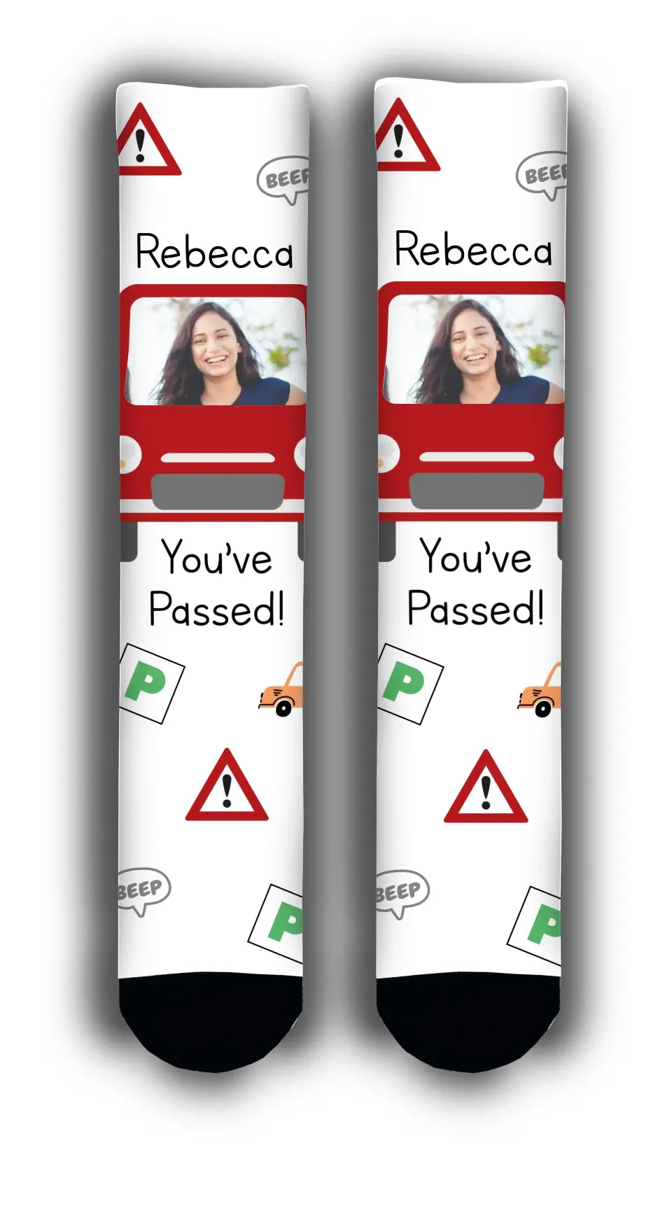 Weekend Offers That Delight Passed Driving Test Car Personalised Face Socks