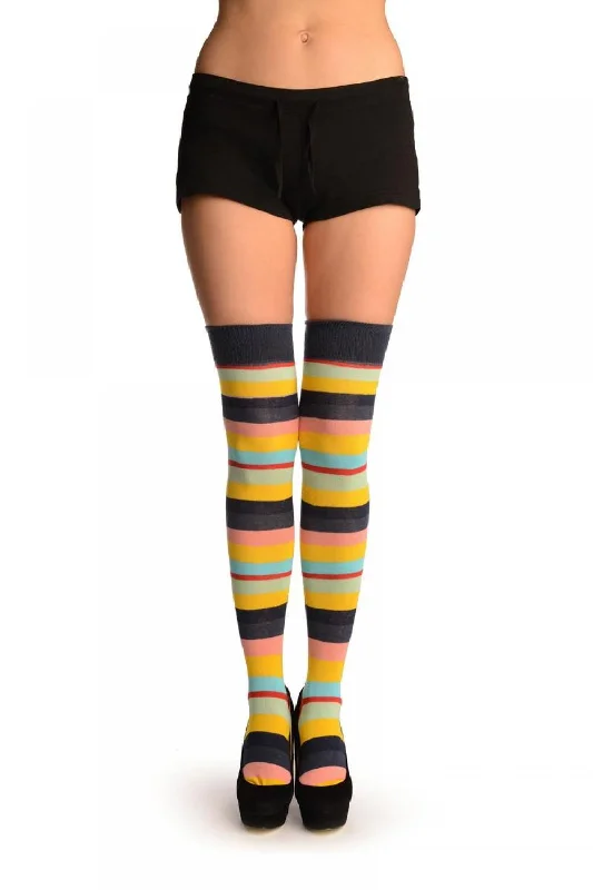 Weekend Specials to Celebrate Rainbow Stripes With Red Over The Knee Socks