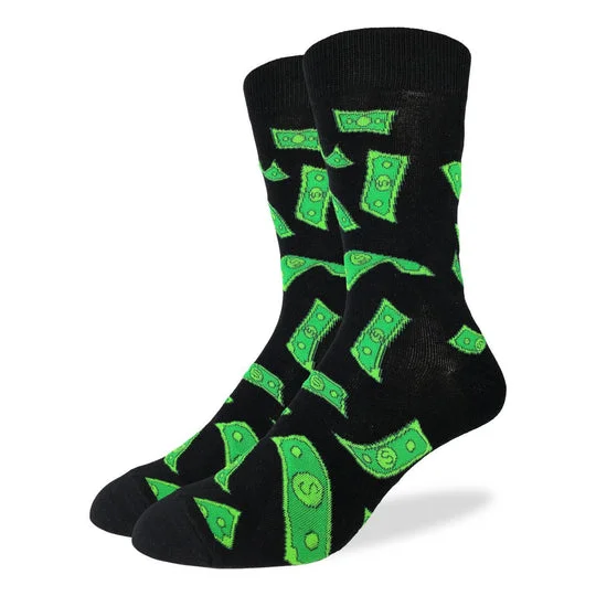 Weekend Deals to Brighten Your Day "Raining Money" Crew Socks by Good Luck Sock - Large