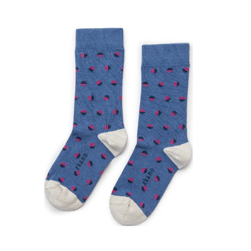 Great Bargain Retro Dots - Organic Cotton Crew Socks - Cornflower