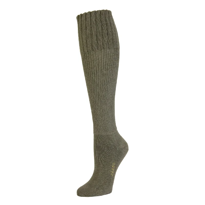 Reduced Price Rib Knit - Organic Cotton Knee Socks - Olivine